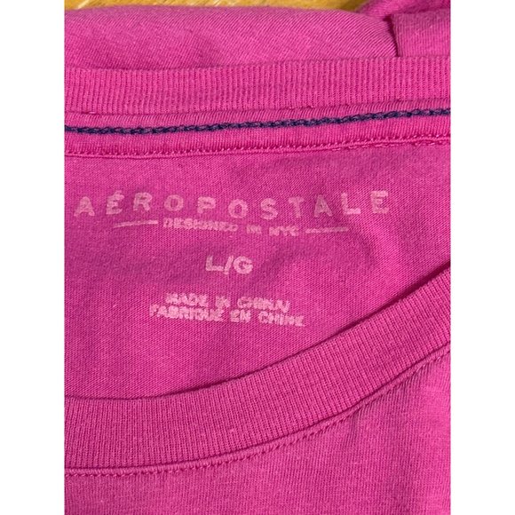 Aeropostale Est. 87 Eastern Division Pink T-Shirt White & Blue Logo Size L - Picture 6 of 6